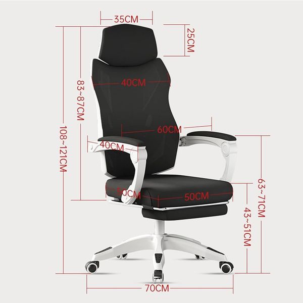 Ghế công thái học - kiểu dáng gaming làm bề mặt lưới thoáng khí | Trắng & Đen