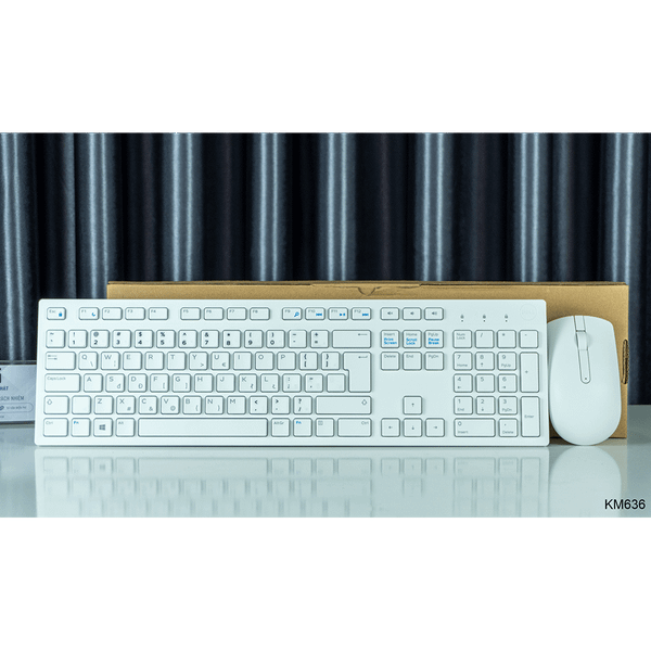 Combo bàn phím chuột Dell Không dây KM636 - Trắng