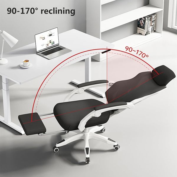 Ghế công thái học - kiểu dáng gaming làm bề mặt lưới thoáng khí | Trắng & Đen