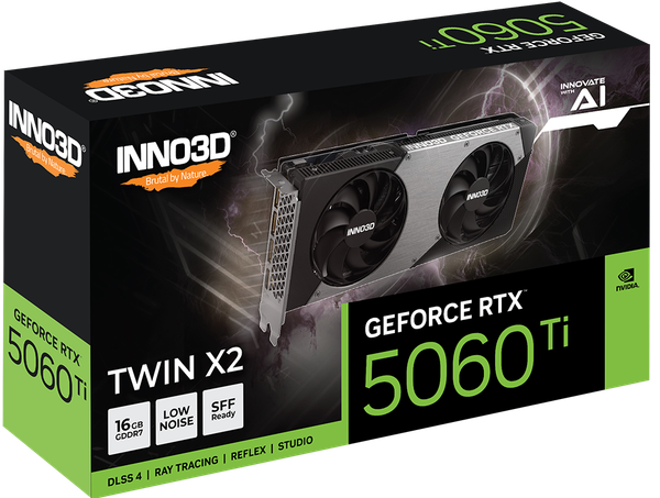 Card màn hình INNO3D GeForce RTX™ 5060 Ti 16GB TWIN X2 - Màu Đen