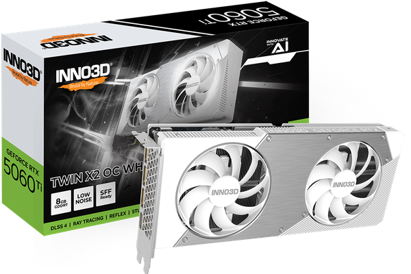 Card màn hình INNO3D GeForce RTX™ 5060 Ti 16GB TWIN X2 - Màu Trắng