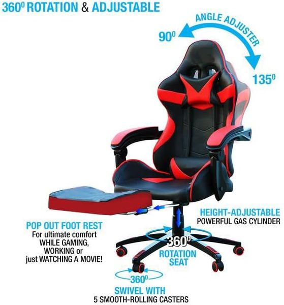 Ghế gaming có kê chân | Đỏ Đen, Xanh Đen, Trắng Đen, Full Đen