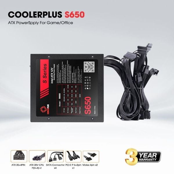 Bộ nguồn máy tính Coolerplus S650 650W