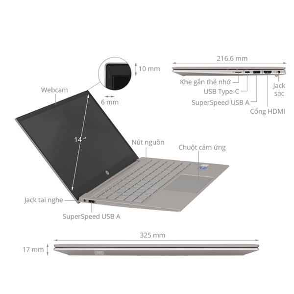 Laptop HP Pavilion 14-dv2070TU 7C0V9PA i3-1215U/ 8GB/ 256GB SSD/ Win 11 - Full VAT