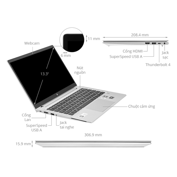Laptop HP Elitebook 630 G9 6M146PA i7-1255U/ 16G/ 512G SSD/ 13.3