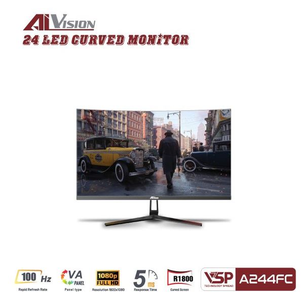 Màn hình cong AiVision A244FC (24inch | FHD | VA | 100Hz | 5ms) - Chính hãng