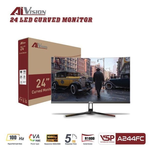Màn hình cong AiVision A244FC (24inch | FHD | VA | 100Hz | 5ms) - Chính hãng