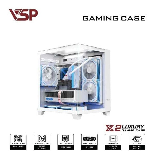 Thùng máy tính Case X2 Luxury White - Middle Tower - Màu trắng