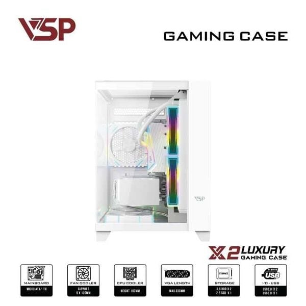 Thùng máy tính Case X2 Luxury White - Middle Tower - Màu trắng
