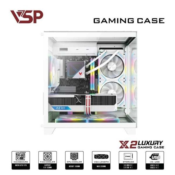 Thùng máy tính Case X2 Luxury White - Middle Tower - Màu trắng