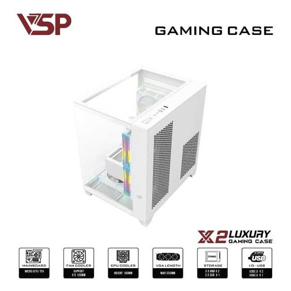 Thùng máy tính Case X2 Luxury White - Middle Tower - Màu trắng