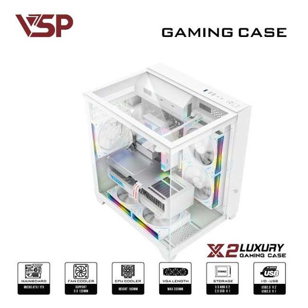 Thùng máy tính Case X2 Luxury White - Middle Tower - Màu trắng