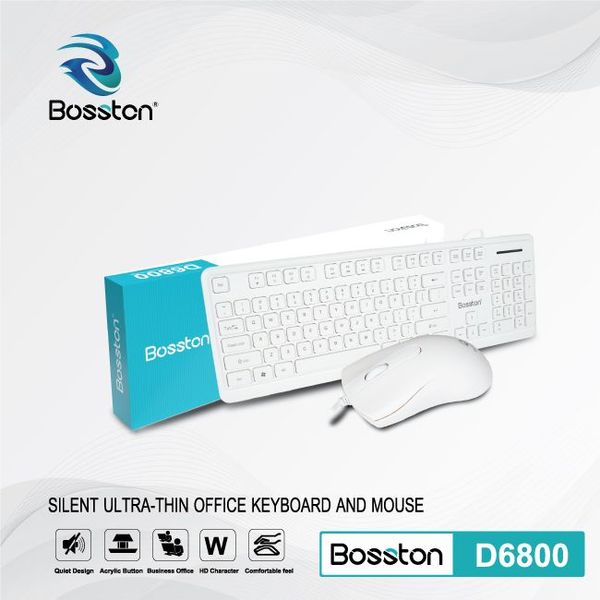 Combo bàn phím chuột văn phòng Bosston D6800 ( Trắng)