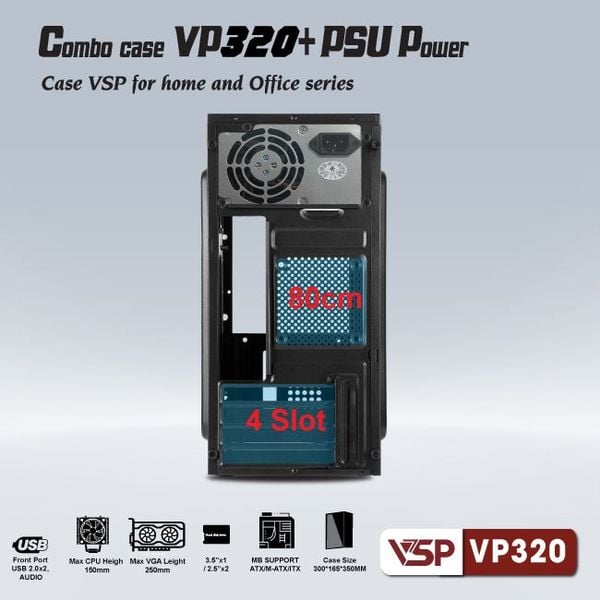 Combo thùng máy vỏ case máy tính VSP + Nguồn 200W - VP320