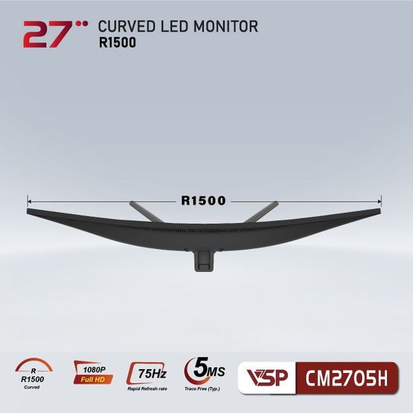 Màn hình cong VSP 27inch CM2705H - Đen (Full-HD, 75Hz, VA, 5ms)