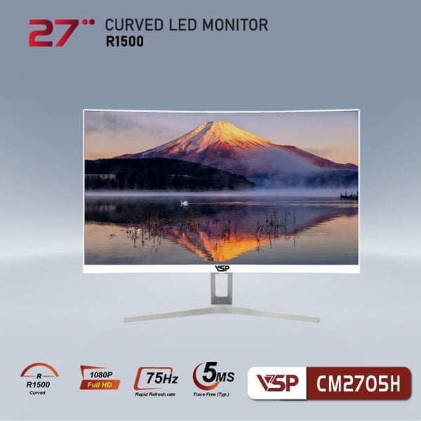 Màn hình cong VSP 27inch CM2705H - Trắng (Full-HD, 75Hz, VA, 5ms)
