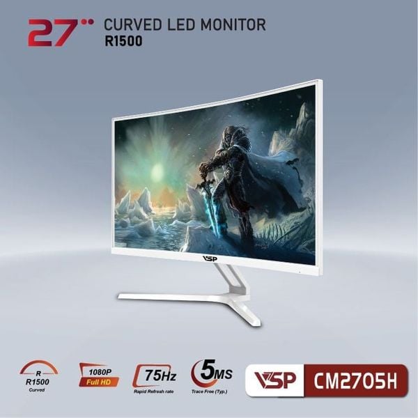 Màn hình cong VSP 27inch CM2705H - Trắng (Full-HD, 75Hz, VA, 5ms)