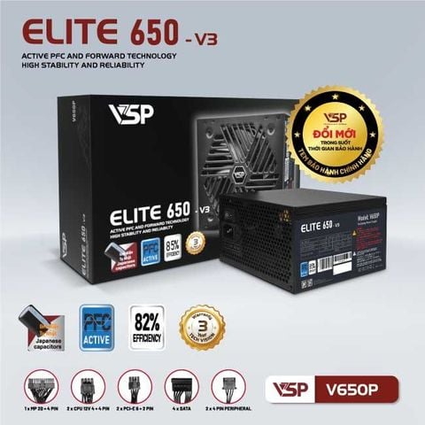 BỘ NGUỒN CÔNG SUẤT THỰC VSP ELITE ACTIVE PFC V650P - V3