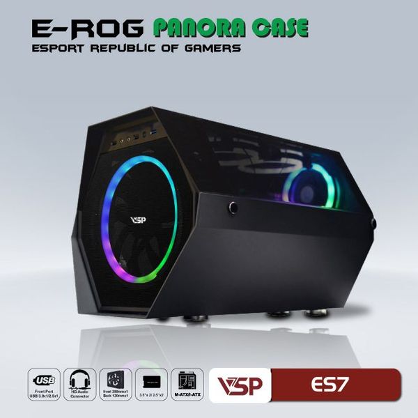 Thùng máy vỏ case máy tính VSP GAMING ES7 - Đen
