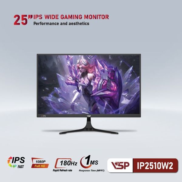 Màn hình VSP 25 inch IP2510W2 Đen - Fast IPS (Full-HD, 180Hz, 1Ms, Fast IPS)