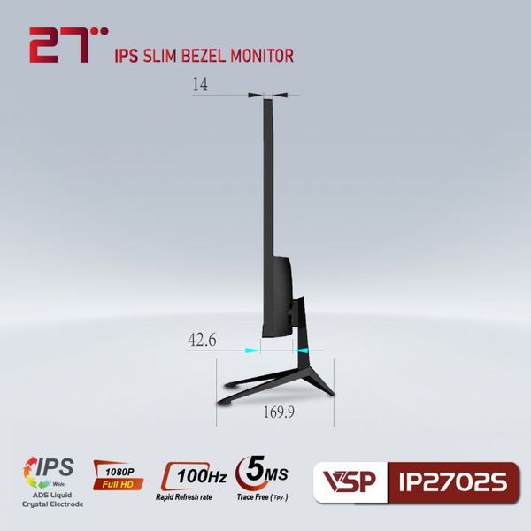 Màn hình 27 inch VSP IP2702S Đen (Full-HD, 100Hz, 5Ms, Fast IPS) - 2ND
