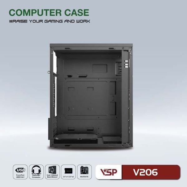 Thùng máy vỏ case máy tính VSP V206 - Trắng