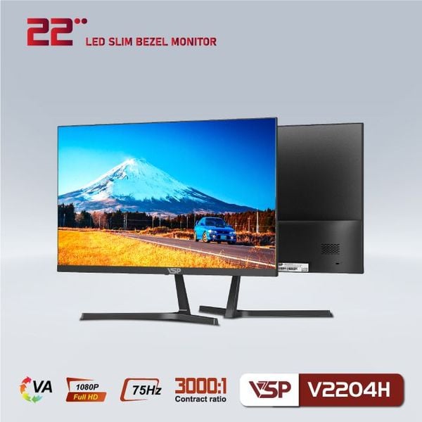 Màn hình phẳng VSP V2204H - ĐEN ( 22 inch, Full HD, 75Hz, Phẳng )
