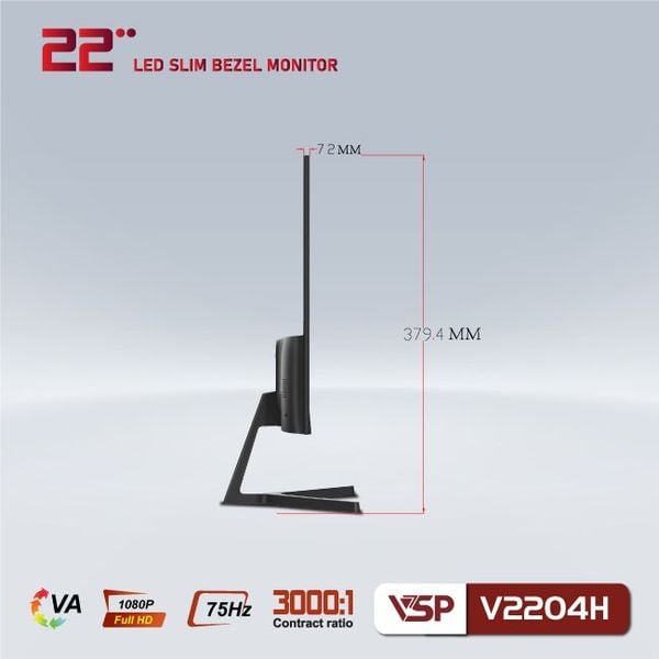 Màn hình phẳng VSP V2204H - ĐEN ( 22 inch, Full HD, 75Hz, Phẳng )