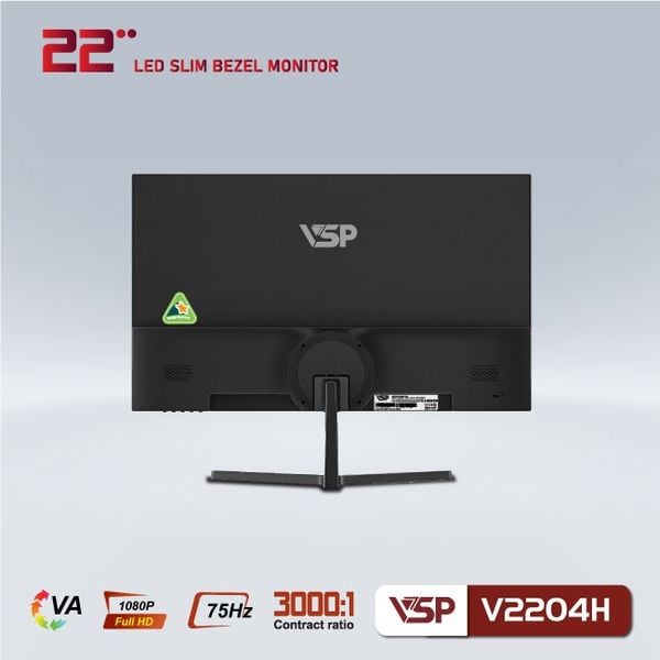 Màn hình phẳng VSP V2204H - ĐEN ( 22 inch, Full HD, 75Hz, Phẳng )
