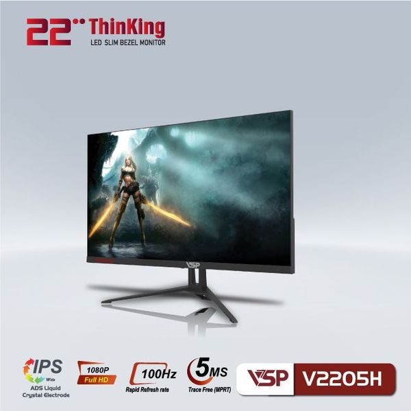 Màn hình phẳng 22 inch LED tràn viền Slim Bezel Thinking VSP V2205H ĐEN (Full-HD, 75hz, VA)