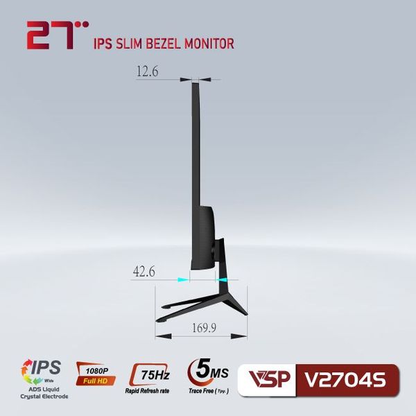 Màn hình 27 inch LED tràn viền VSP V2704S Đen  (Full-HD, 75Hz, loa tích hợp, VA)