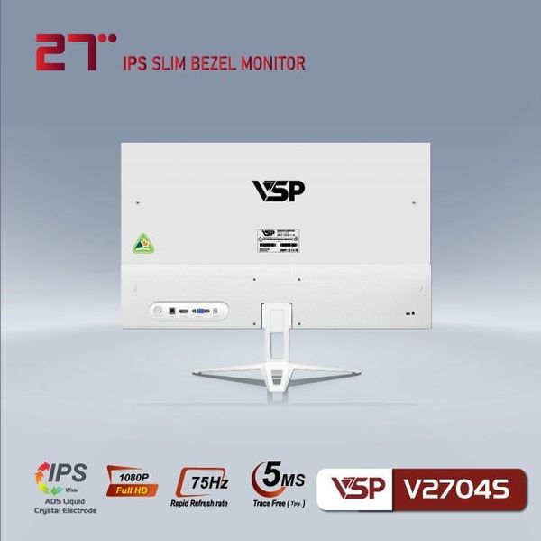 Màn hình 27 inch LED tràn viền VSP V2704S Trắng (Full-HD, 75Hz, IPS)