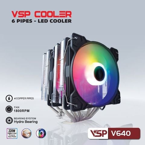Tản nhiệt khí CPU VSP COOLER V640 - Tản tháp đôi