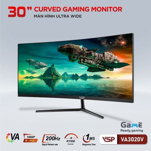 Màn hình Cong Ultrawide Gaming VSP VA3020V (VA, 200Hz, 30 inch, 2560x1080)