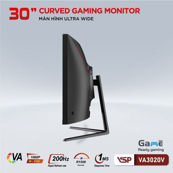 Màn hình Cong Ultrawide Gaming VSP VA3020V (VA, 200Hz, 30 inch, 2560x1080)