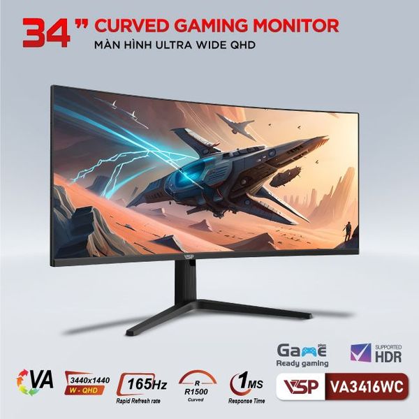 Màn hình VSP VA3416WC (34 inch, WQHD, VA, 165HZ, 1ms, Cong)