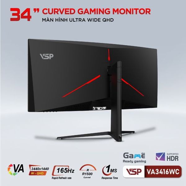 Màn hình VSP VA3416WC (34 inch, WQHD, VA, 165HZ, 1ms, Cong)
