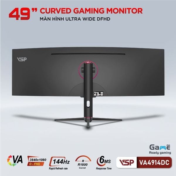 Màn hình cong ULTRAWIDE Gaming VSP VA4914DC (144Hz, VA, FHD, R1800, 6ms, 2 HDMI, 2 DP)