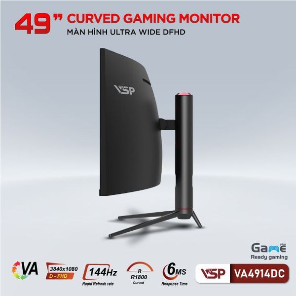 Màn hình cong ULTRAWIDE Gaming VSP VA4914DC (144Hz, VA, FHD, R1800, 6ms, 2 HDMI, 2 DP)
