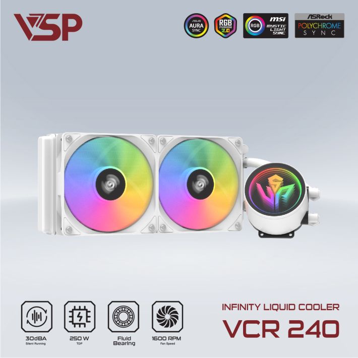 Tản nhiệt nước VSP Infinity Liquid Cooler VCR-240 | Trắng