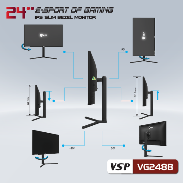 Màn hình LCD 24 inch VSP VG248B Gaming (FHD, 165Hz, IPS, 5.9Ms)