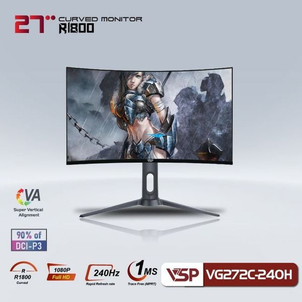 Màn hình cong VSP 27 inch VG272C (240Hz, VA, FHD, 1800R)