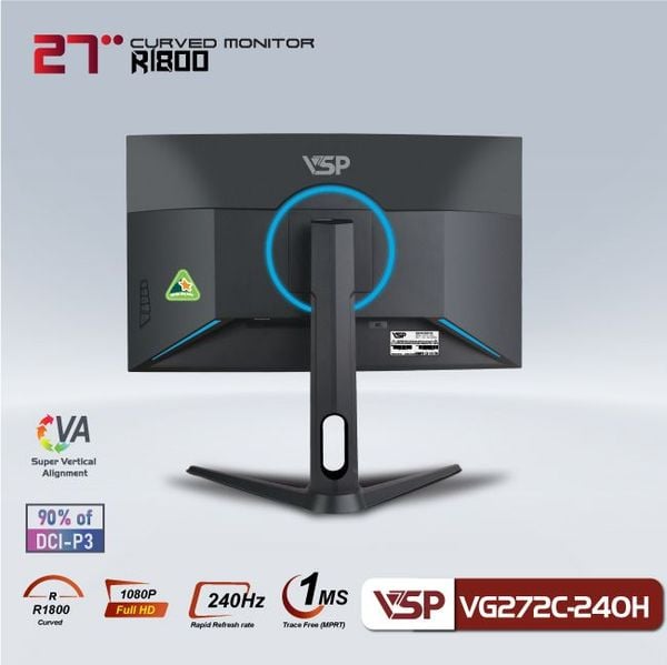 Màn hình cong VSP 27 inch VG272C (240Hz, VA, FHD, 1800R)
