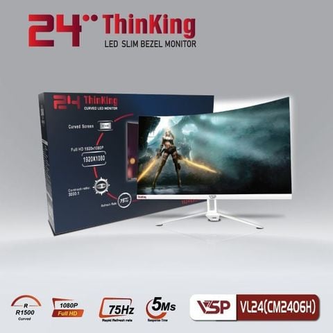 Màn hình cong 24 inch VSP CM2406H VL24 Trắng (FHD, VA, 75Hz, 5Ms)