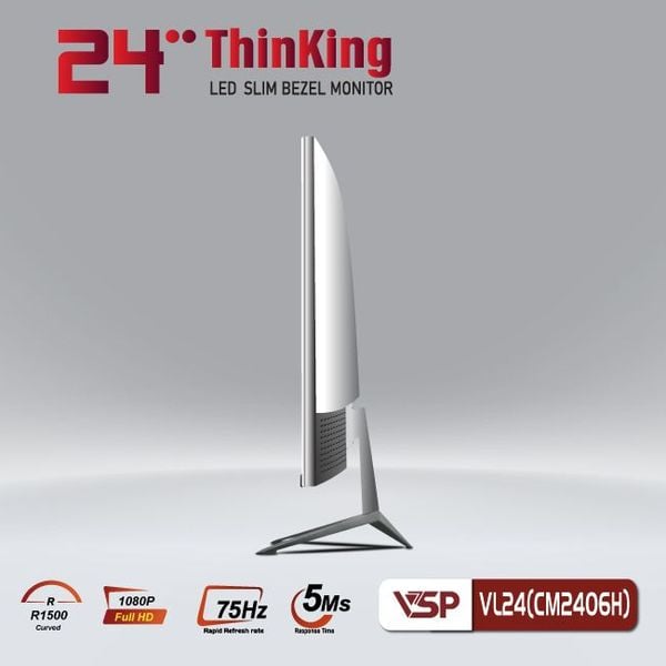 Màn hình cong 24 inch VSP CM2406H VL24 Trắng (FHD, VA, 75Hz, 5Ms)