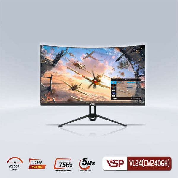Màn hình cong 24 inch CM2406H VSP VL24 ĐEN (VA, 75Hz, 5Ms, FHD)