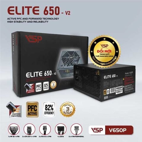 BỘ NGUỒN CÔNG SUẤT THỰC VSP ELITE ACTIVE PFC V650P - V2
