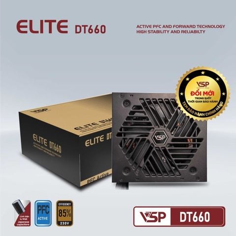 BỘ NGUỒN MÁY TÍNH VSP ELITE DT660 - 650W - HIỆU SUẤT 85%
