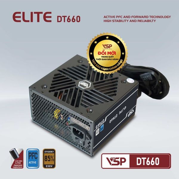 BỘ NGUỒN MÁY TÍNH VSP ELITE DT660 - 650W - HIỆU SUẤT 85%