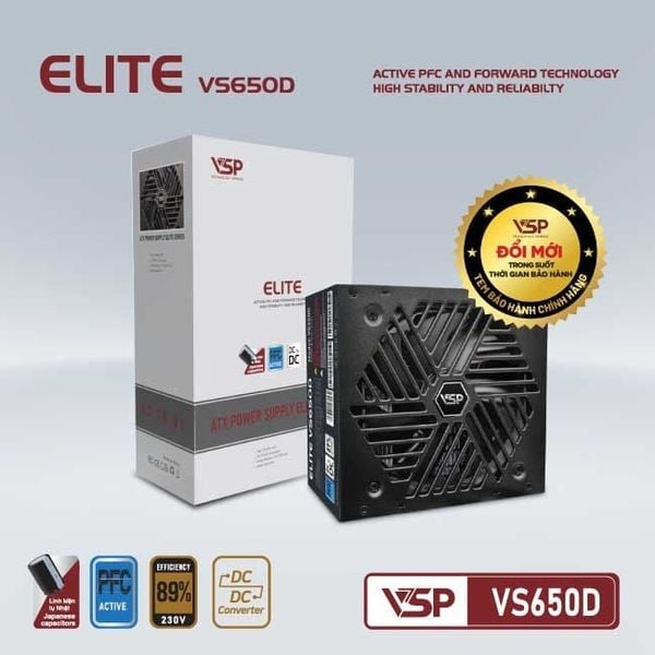 Bộ nguồn công suất thực VSP ELITE ACTIVE PFC VS650D - 650W
